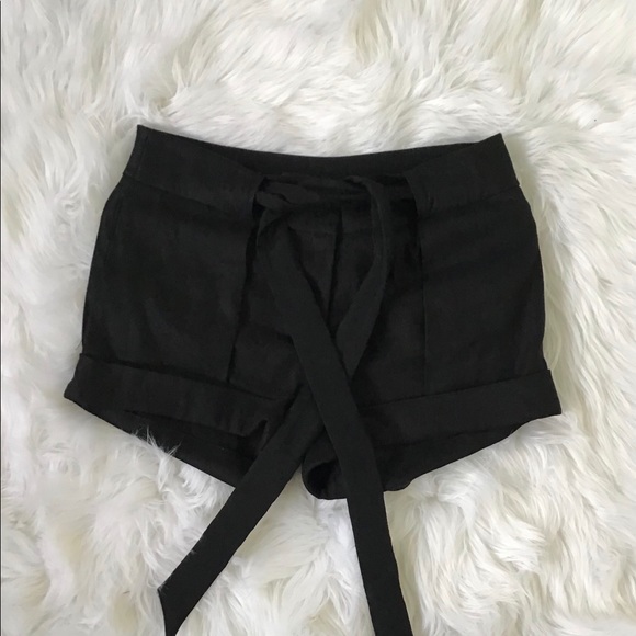 bebe Pants - Bebe Black Tie Cuffed Shorts